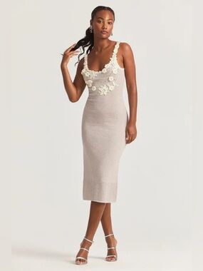 white christmas dresses Silvia Olive Floral Embroidered Midi Dress – Frock and Frill
